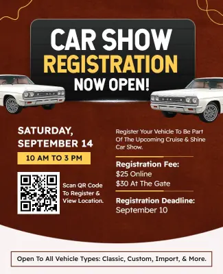 Classic Car Show Registration Announcement Flyer Template