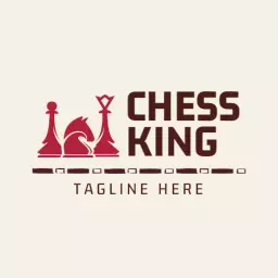 Classic Chess Pieces in Rich Red and Cream Vintage Logo Template