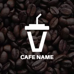 Classic Coffee Cup Design Surrounded by Roasted Beans Logo Template
