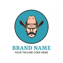 Classic Cowboy Illustration Featuring Bold Hat Logo Template