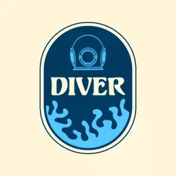 Classic Deep Sea Diver Design Featuring Vibrant Blue Waves Logo Template