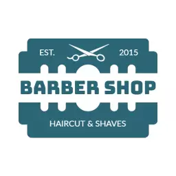Classic Design in Teal and White for a Barber Shop Logo Template