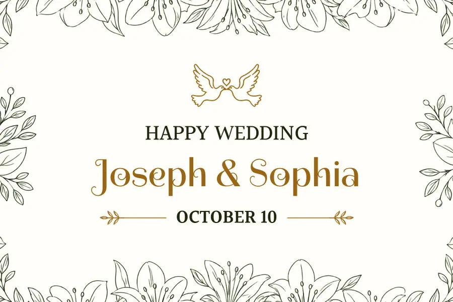 Classic Dove Themed Wedding Postcard Template