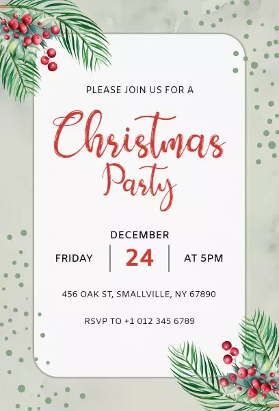 Classic Festive Christmas Holiday Party Invitation Template