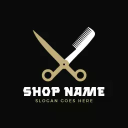 Classic Gold Scissors and Comb Symbolizing Barber Shop Logo Template