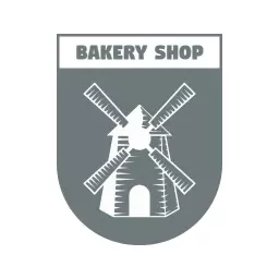 Classic Gray Windmill Illustrating a Vintage Bakery Shop Logo Template