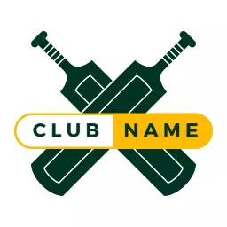 Classic Green and Yellow Cricket Team Logo Featuring Bats Logo Template