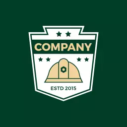 Classic Green Badge Design with Company and Construction Theme Logo Template