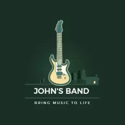 Classic Green Guitar Design Symbolizing John's Band Logo Template