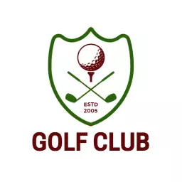 Classic Green Shield Design Featuring Golf Club Elements Logo Template