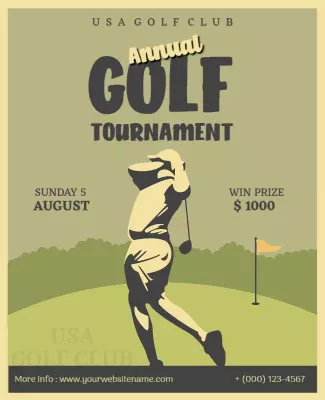 Classic Green Vintage Golf Tournament Poster Template