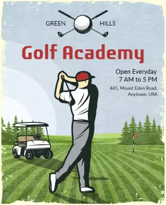 Classic Illustrated Golf Academy Promotional Poster Template