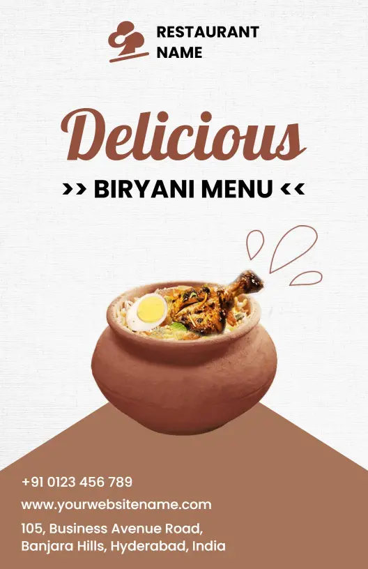 Classic Indian Flavors with Diverse Biryani Menu Template