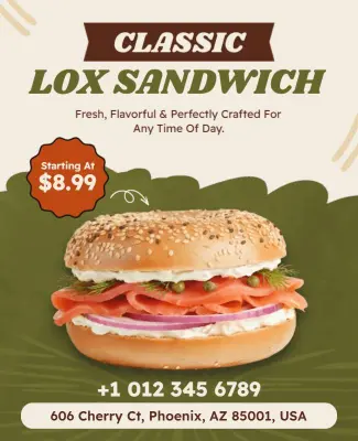 Classic Lox Sandwich Promotional Flyer Template