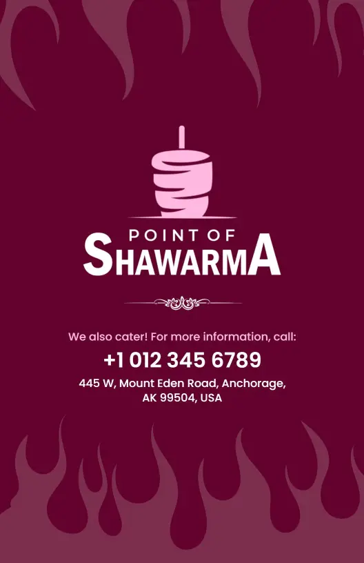 Classic Maroon Specialty Wraps Shawarma Menu Template
