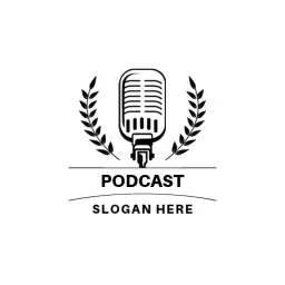 Classic Microphone Design with Laural Wreath for Podcast Logo Template