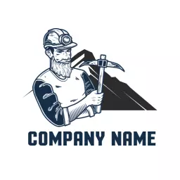 Classic Miner Character Holding Pickaxe for Mining Logo Template