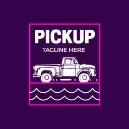 Classic Pickup Truck Design with Waves and Bold Colors Logo Template