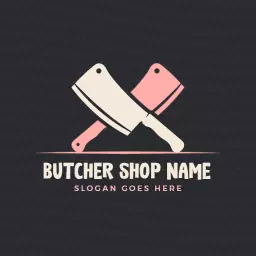 Classic Pink and Black Butcher Tools Logo Template