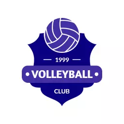 Classic Purple Shield Design Featuring Volleyball Club Logo Template