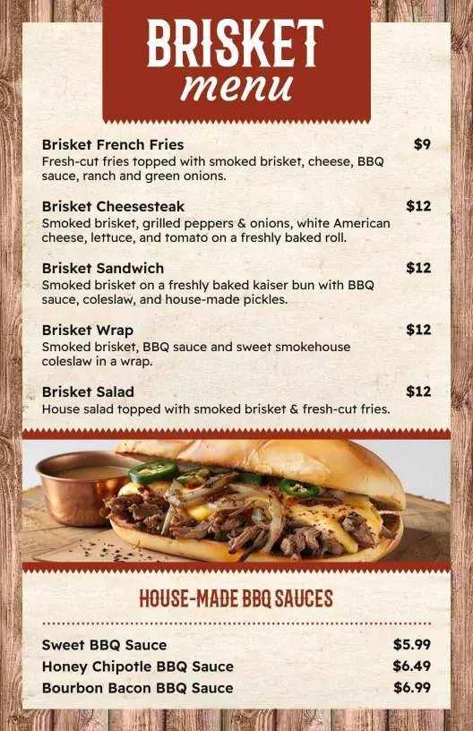 Classic Red and Beige Brisket Offerings Menu Template