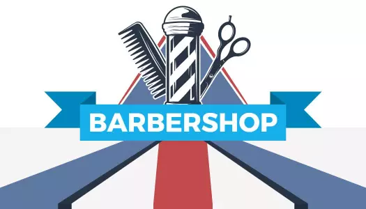 Classic Red and Blue Barbershop Services Business Card Template