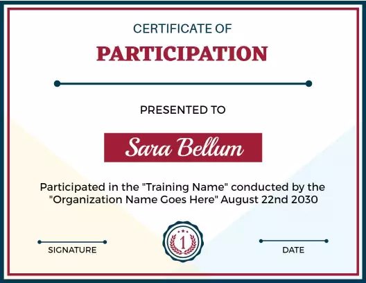 Classic Red and Blue Geometric Participation Certificate Template