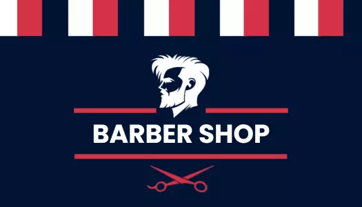 Classic Red and Blue Vintage Barber Shop Business Card Template