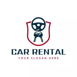 Classic Shield Design Featuring Car Steering Wheel for Car Rental Logo Template