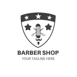 Classic Shield Design Representing Modern Barber Shop Logo Template