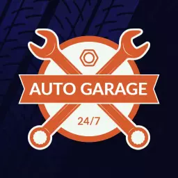 Classic Vintage Auto Garage Emblem Design with Tools Logo Template