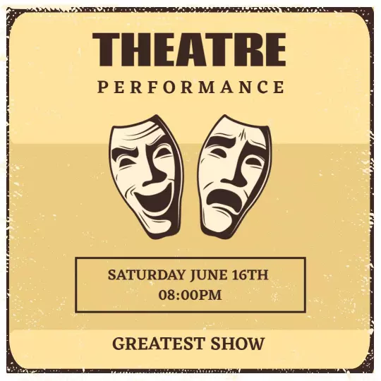 Classic Vintage Theatre Performance with Masks Ad Template