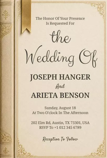 Classic Vintage Wedding Ceremony Celebration Invitation Template