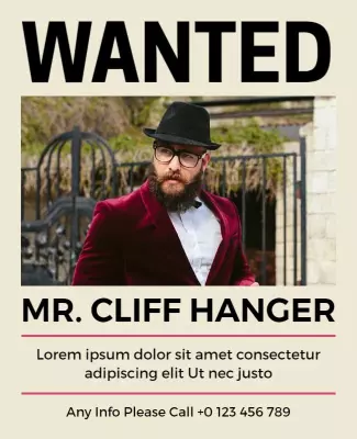 Classic Wanted Person Information Announcement Flyer Template