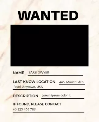 Classic Wanted Poster with Marble Background Design Template