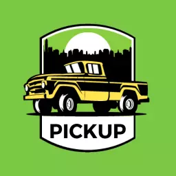 Classic Yellow Pickup Truck on Vibrant Green Background Logo Template