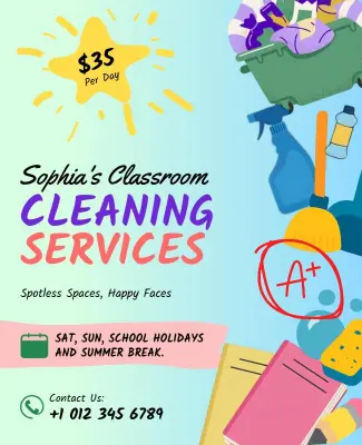 Classroom Cleaning Services Advertisement Poster Template