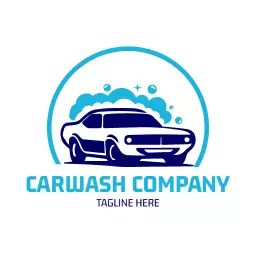 Clean and Bright Blue Design for a Car Wash Logo Template