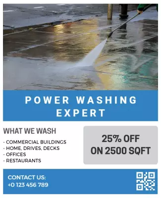 Clean and Bright Power Washing Service Promotion Poster Template