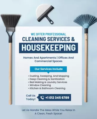 Clean and Fresh Professional Housekeeping Services Poster Template