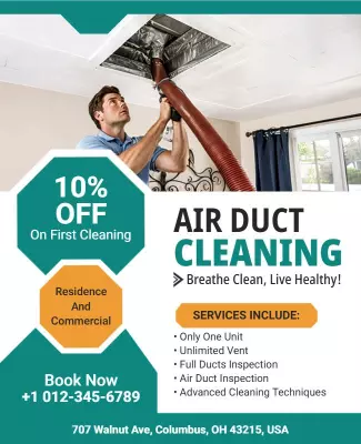 Clean and Modern Air Duct Cleaning Services Poster Template