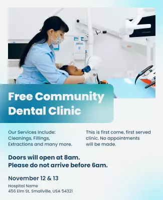 Clean and Modern Community Dental Clinic Information Poster Template