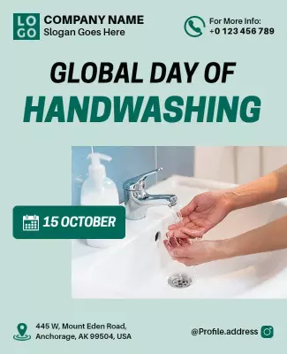 Clean and Modern Global Day of Handwashing Awareness Poster Template