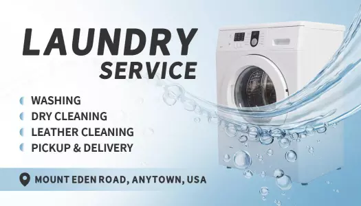 Clean Aqua Modern Laundry Service Visiting Card Template