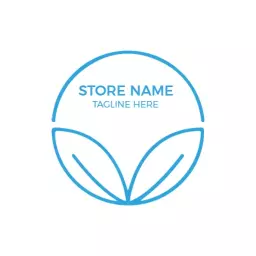 Clean Blue Circle Design Featuring Leaf Elements Logo Template