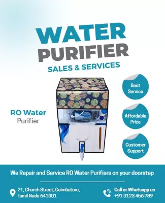 Clean Blue Water Purifier Sales and Services Poster Template