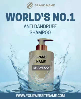 Clean Blue Water-Themed Anti Dandruff Shampoo Poster Template