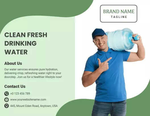 Clean Fresh Drinking Water Home Delivery Services Brochure Template