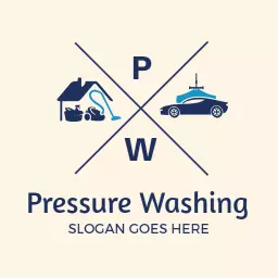 Clean House and Car Represented in Pressure Washing Logo Template