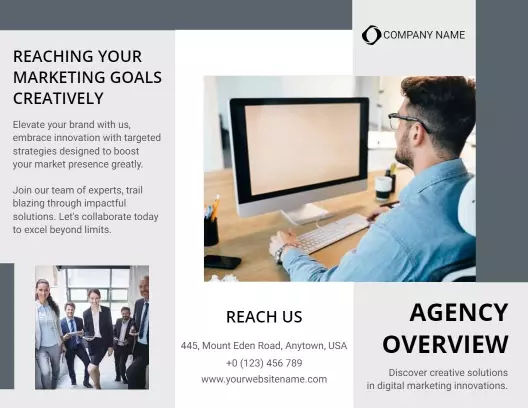 Clean Minimalist Digital Marketing Agency Overview Brochure Template